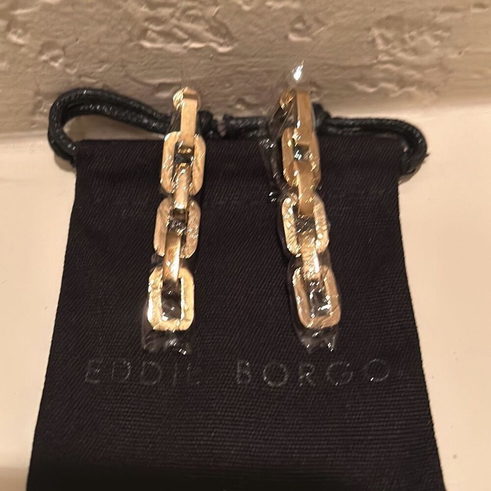 Eddie Borgo Supra Chain Link Drop Earrings 12k Gold Finish New